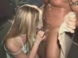 Blonde teen sucking cock at a wild party