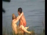 Amateur couple fucking in a lake