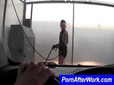  Beautiful Blonde Takes Hold Of A Power Spray And Sexily Washes A Car 