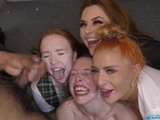 
           Incredbile bukkake party with four gorgeous redheads 
        