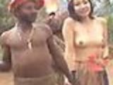 Japanese slut has sex with a real African native